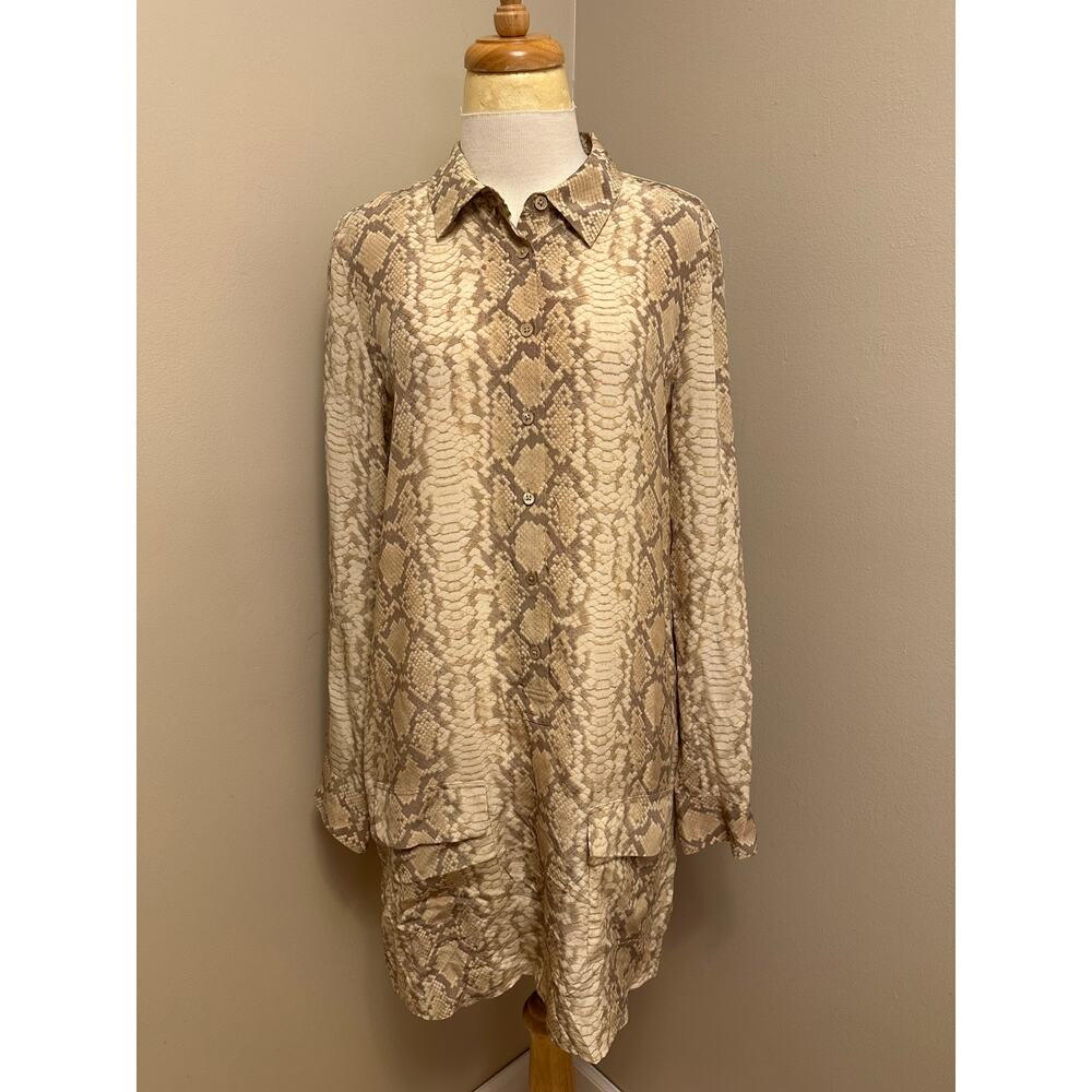 EQUIPMENT Lucida Snake-Print Washed-Silk Button Front Shirt Dress Sz Medium - Picture 2 of 9